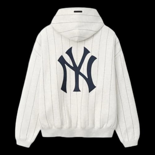 Fear of God Essentials x Yankees Sport Hoodie 'Oatmeal Heather Dark Sapphire Pinstripes'