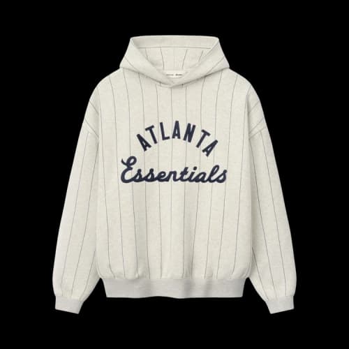 Fear of God Essentials Braves Sport Hoodie 'Oatmeal Heather w Dark Sapphire Pinstripes'