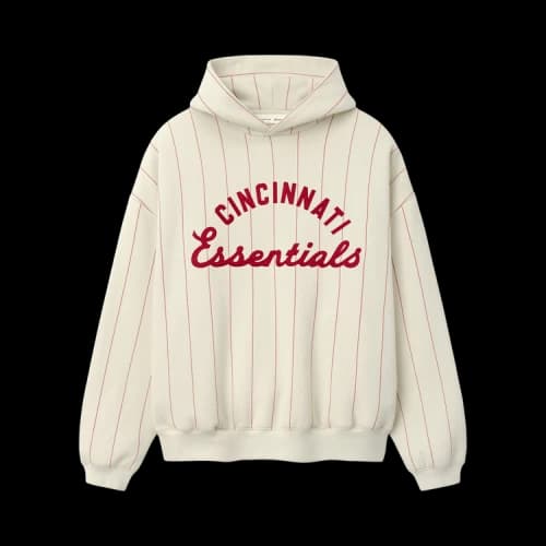 Fear of God Essentials Reds Sport Hoodie 'Oat W Red Pinstripes'