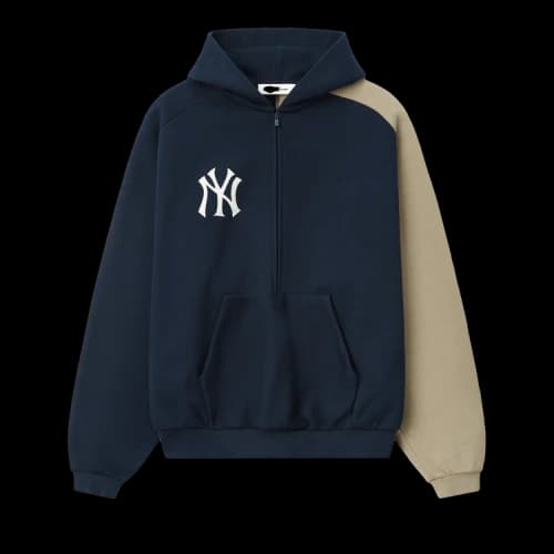 Fear of God Essentials Yankees Raglan Half Zip Sport Hoodie 'Dark Sapphire/ Overland'