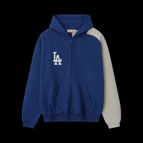 Fear of God Essentials Dodgers Raglan Half Zip Sport Hoodie 'Estate Blue/ Seal'