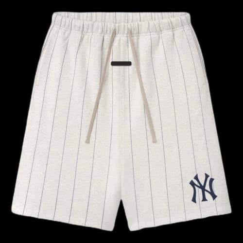 Fear of God Essentials x Yankees 90'S Sweatshort 'Oatmeal Heather Dark Sapphire Pinstripes'
