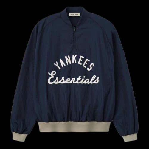 Fear of God Essentials x Yankees Half Zip Pullover 'Dark Sapphire Overland Rib'