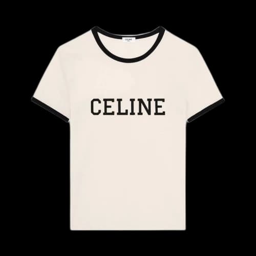 CELINE Regular Fit T-Shirt 'Washed White/Black'
