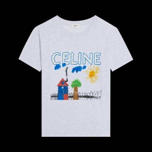CELINE Regular T-Shirt 'Pale Grey/Multicolor'