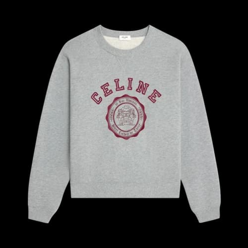 CELINE Blason Loose Sweatshirt 'Grey Melange/Burgundy'