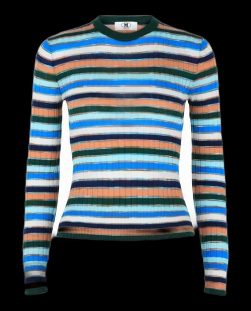 M Missoni Striped Crewneck Sweater Green Blue White Beige Space Dyed Strpes