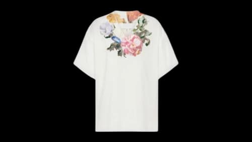 Maison Margiela Women's V-Neck Floral T-Shirt Off White