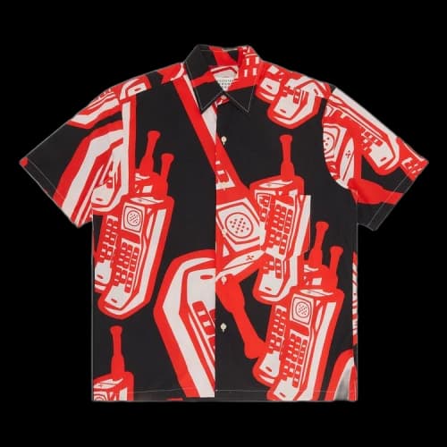 Maison Margiela Phone Print Short-Sleeve Shirt 'Black/Red'