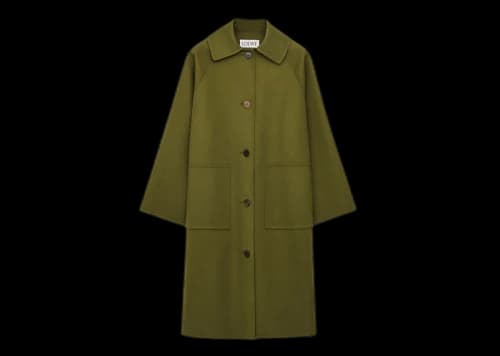 LOEWE Raglan Wool And Cashmere Coat Olive Green