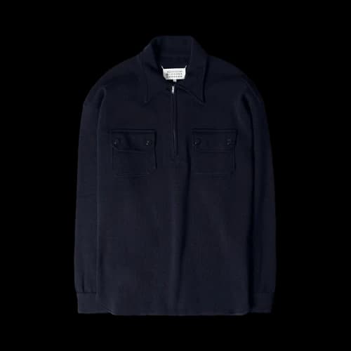 Maison Margiela Long-Sleeve Zip Up Polo Shirt 'Navy Blue'