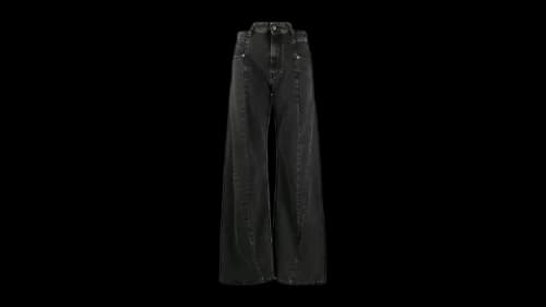 Maison Margiela Women's Wide-Leg 5-Pocket Denim Pants 961edium Blacktone