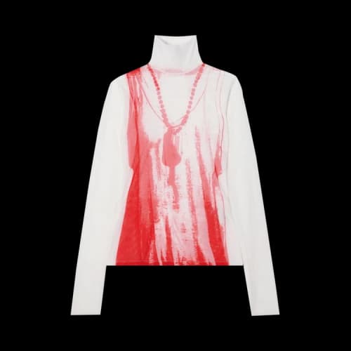 MM6 Maison Margiela Graphic Print Turtleneck Top 'White/Red'