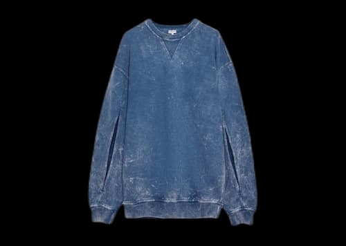LOEWE Elongated Cotton Fleece Sweatshirt Washed Denim