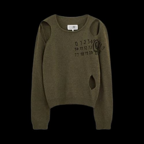 MM6 Maison Margiela Number Print Cut-Out Jumper 'Khaki'