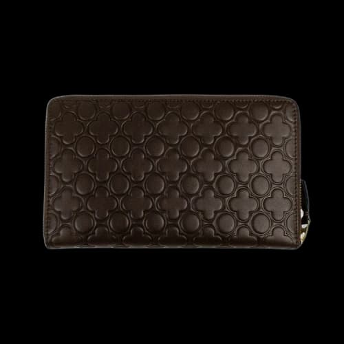 Comme des Garçons Leather Clover Embossed Travel Organizer Wallet 'Brown'