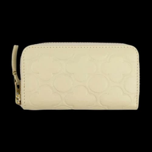 Comme des Garçons Leather Clover Embossed Mini Wallet Coin Purse 'Ivory'