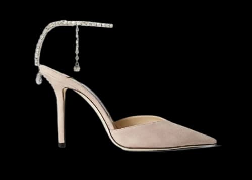 Jimmy Choo Saeda 100mm Pump Crystal Embellished Ballet Pink Suede