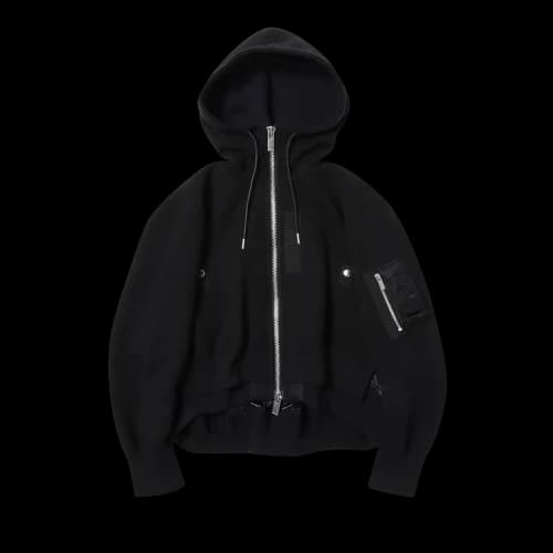 Sacai Sponge Sweat Nylon Twill Hoodie 'Black'