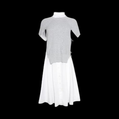 Sacai Cotton Knit x Cotton Poplin Dress 'Light Grey/Off White'