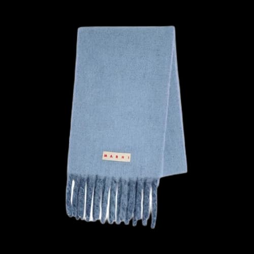 Marni Logo Striped Wool Scarf 'Light Blue'