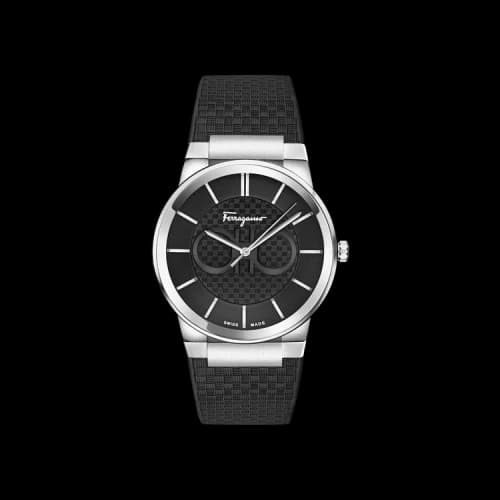 Ferragamo Sapphire Silicone Watch 'Stainless Steel'