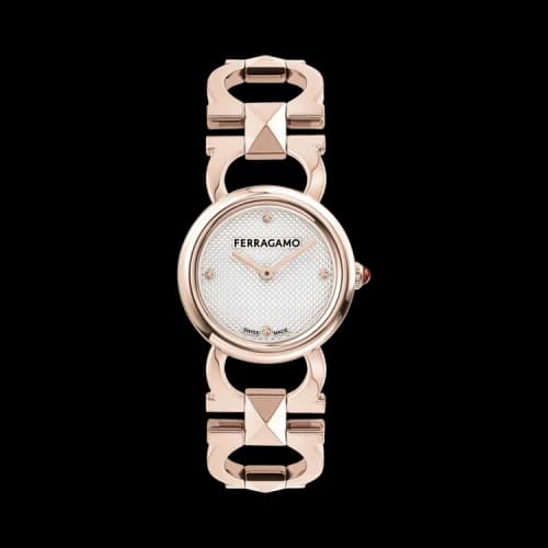 Ferragamo Double Gancini Stud Bracelet Watch 'Rose Gold'