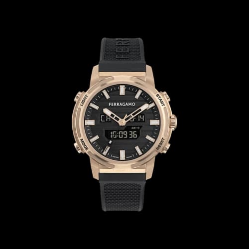 Ferragamo Sport Anadigit Silicone Watch 'Rose Gold'