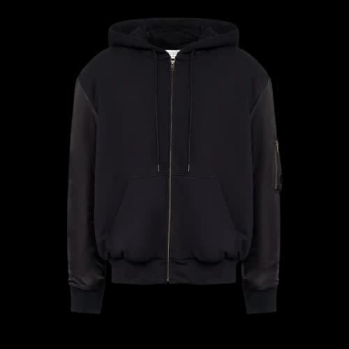 MM6 Maison Margiela Zip Hoodie With Nylon Sleeves 'Black'