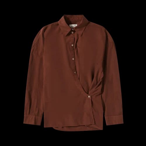 Lemaire Straight Collar Twisted Shirt 'Cocoa Bean'