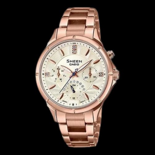 CASIO SHEEN Waterproof Stainless Steel Strap Unisex Rose Gold Analog