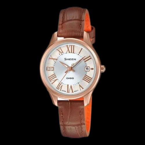 CASIO Sheen Series Quartz Movement Brown Leather Strap 50m Waterproof Watch
