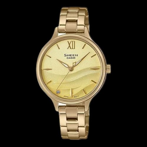 CASIO SEAWAVE Subject Fashion 3d Minimalistic Watch Sapphire Crystal Gradient Gold