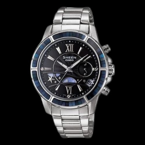 CASIO SHEEN Waterproof Stainless Steel Strap Black Analog