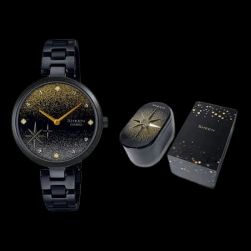 CASIO SHEEN Series Gold Swarovski Crystal Watch Box Analog