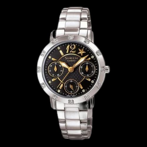 CASIO SHEEN Waterproof Stainless Steel Strap Black Analog