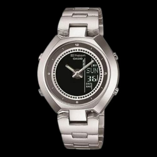 CASIO SHEEN Series Small Round Simplistic Steel Band Waterproof Stainless Steel Strap Black Analog
