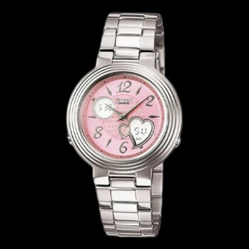 CASIO SHEEN Waterproof Stainless Steel Strap Pink Analog/Digital Combo