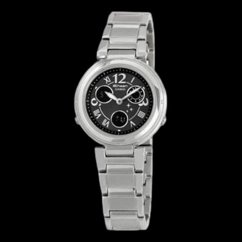 CASIO SHEEN Waterproof Stainless Steel Strap Black Watch Dial Black Analog