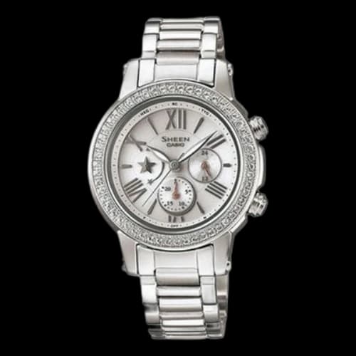 CASIO Waterproof SHEEN Sapphire Crystal Solar Powered Stainless Steel Strap Silver Analog
