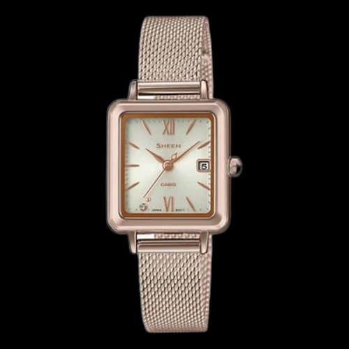 CASIO SHEEN Solar Powered Quartz Waterproof Sapphire Crystal Rose Gold Analog