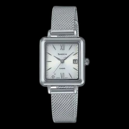 CASIO SHEEN Solar Powered Waterproof Quartz Sapphire Crystal Silver Analog