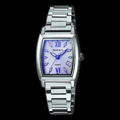 CASIO SHEEN Waterproof Sapphire Crystal Solar Powered Stainless Steel Strap Silver Analog