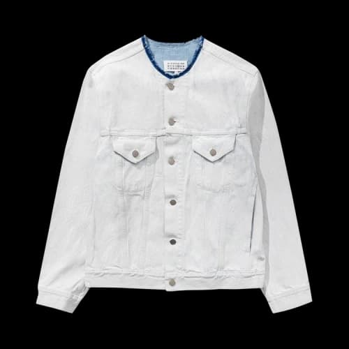 Maison Margiela Painted Collarless Denim Jacket 'White'