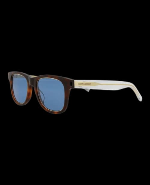 Saint Laurent Square Rectangle Sunglasses Havana/Crystal/Blue (SL51RIM-30013258-008)