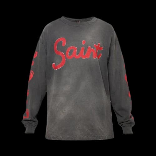 Saint Michael Foot Print Long-Sleeve Tee 'Black'