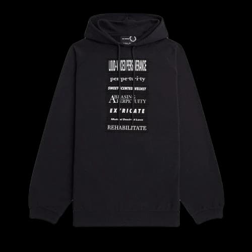 Fred Perry x Raf Simons Printed Patch Hooded Sweat 'Black'