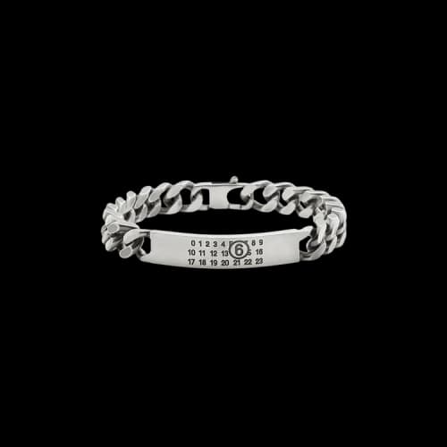 MM6 Maison Margiela Minimal Logo ID Tag Curb Bracelet 'Brunito'