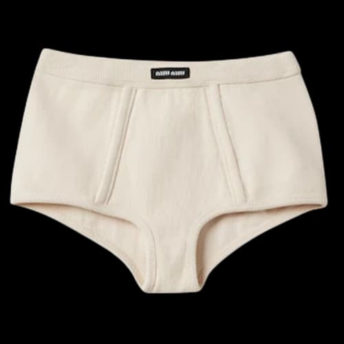 Miu Ribbed Boxer Shorts 'Natural'