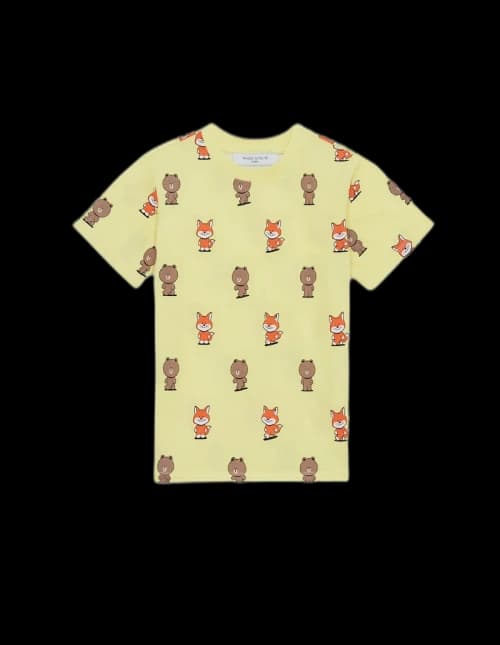 Maison Kitsune x Line Al-Over Print T-shirt Yellow